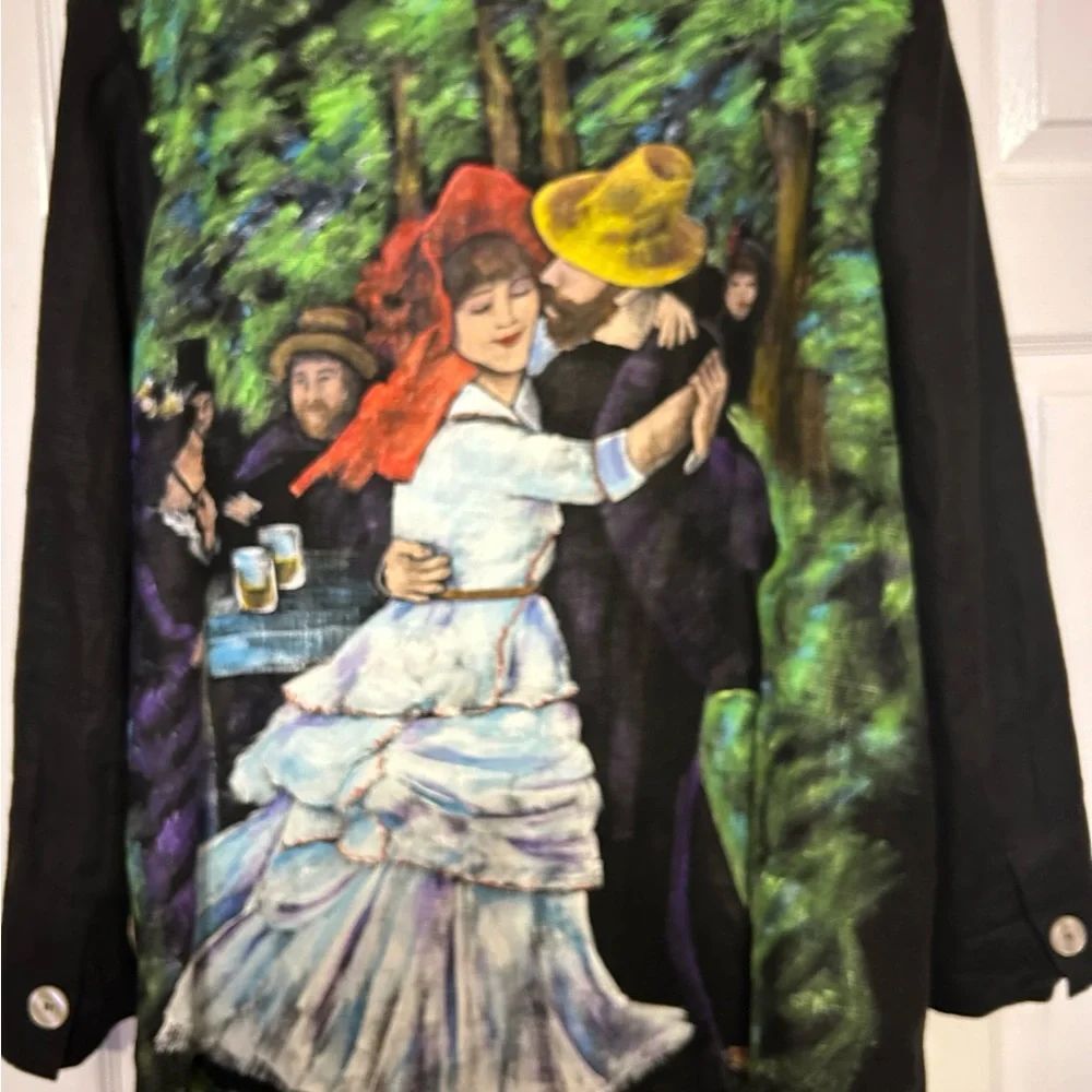 Prager Art Design Black linen Blazer 1X - Picture 2 of 4